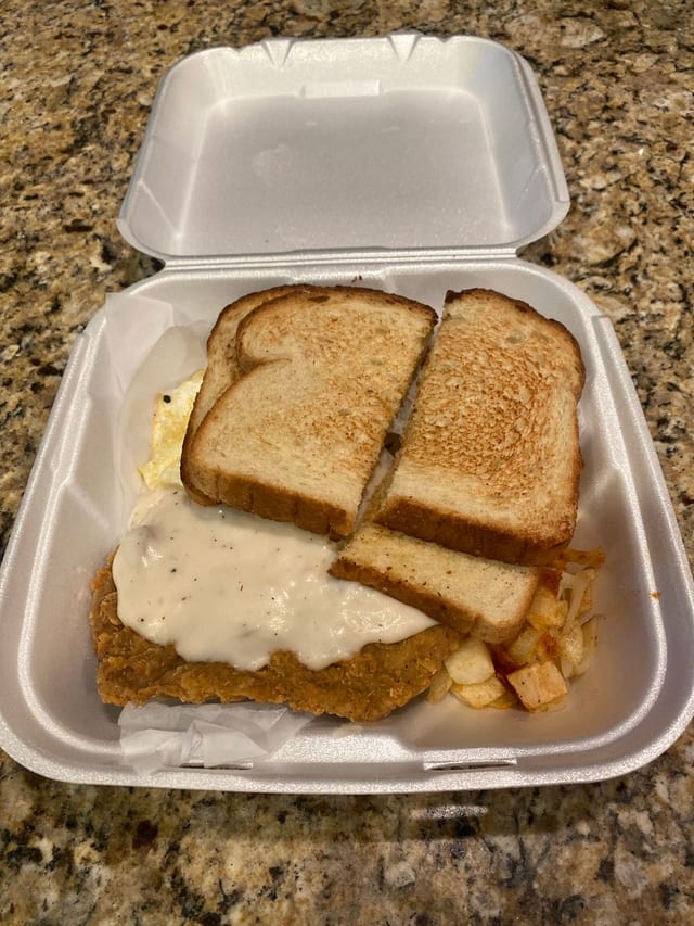 Chicken fried steak & Eggs.