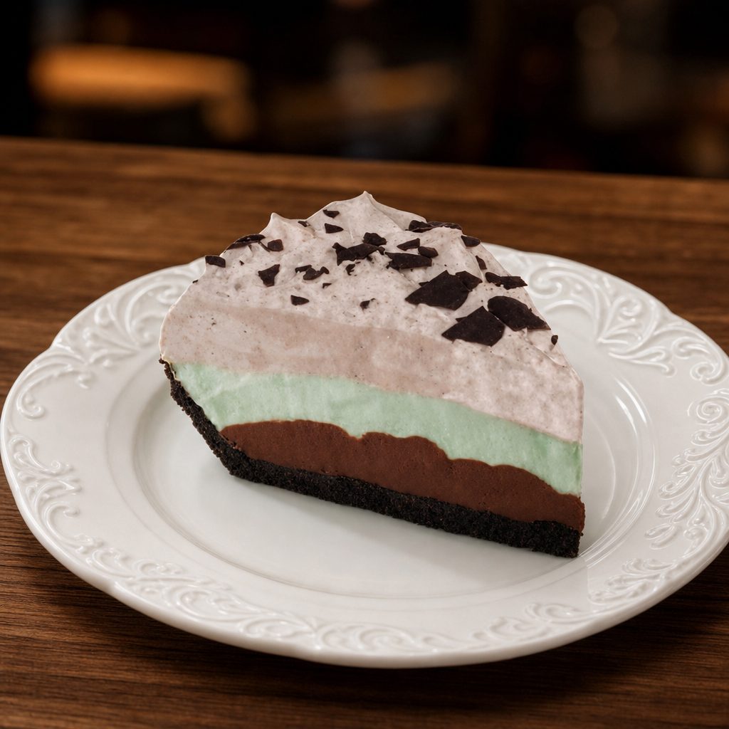 Chocolate mint pie - Slice.