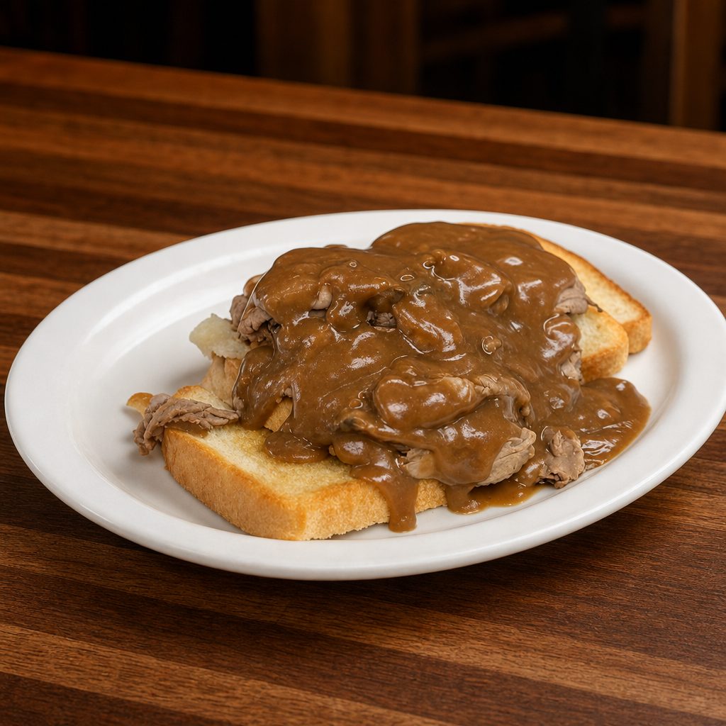 Hot beef sandwich.