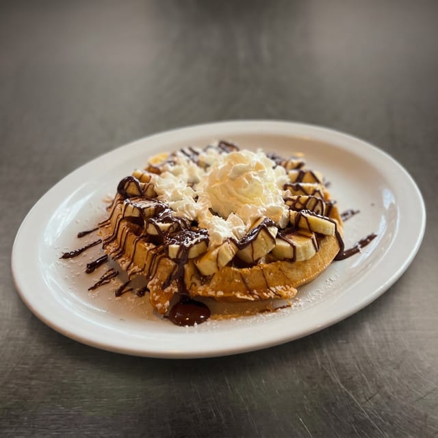 Nutella banana waffle & cream.