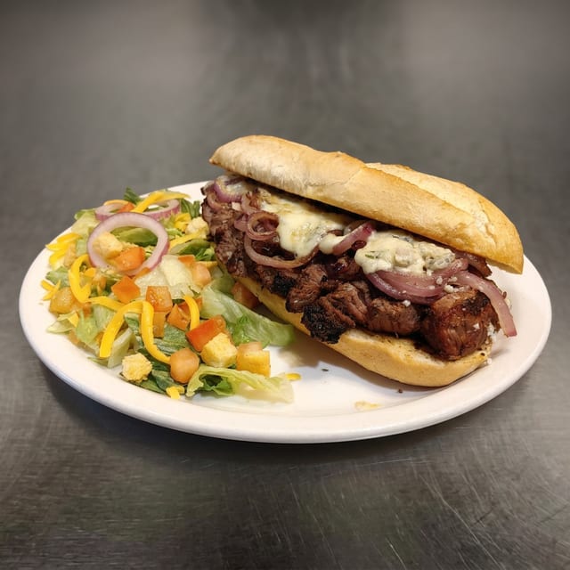 Steak sandwich.