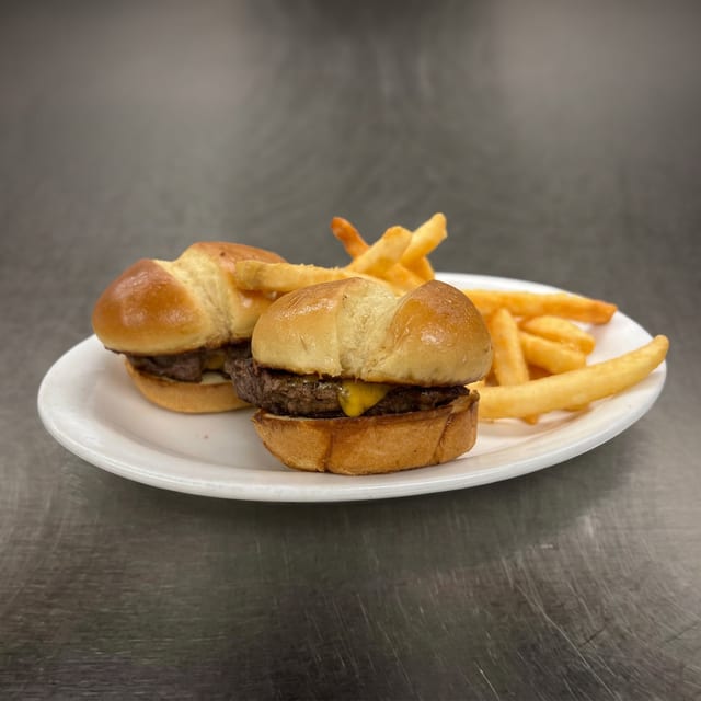 K - Hamburger sliders and fries.