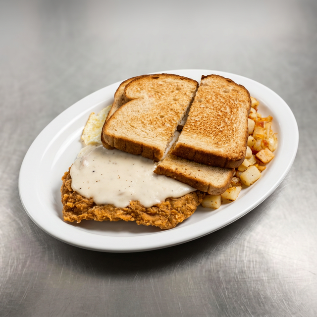 Chicken fried steak & Eggs.